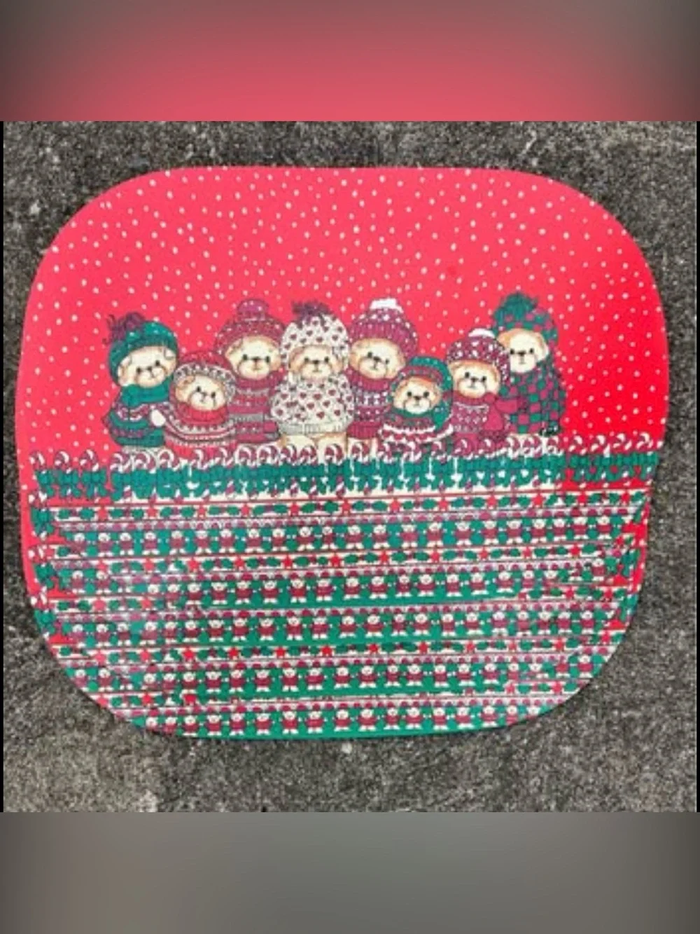 Vintage Christmas bear holiday placemats-set of 4